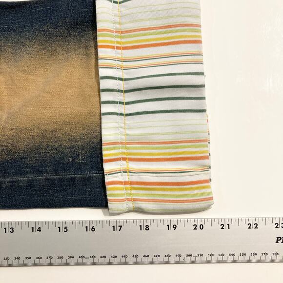 NWOT RAW BLUE LADY Jeans Women 13 Vintage Blue Brown Wash Capri Stripe Cuff - Picture 10 of 12